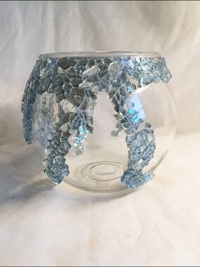 Blue Glass Mosaic Fishbowl
